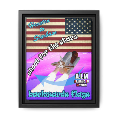 shoot for the stars - framed canvas art (purple-pink wave)