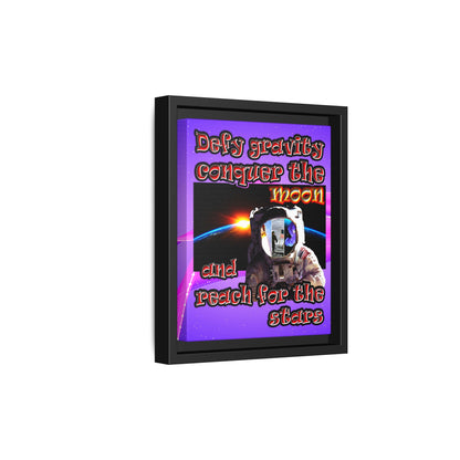 defy conquer reach - framed canvas art (purple-pink wave)
