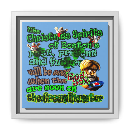 christmas spirits of boston - framed canvas art (light blue)