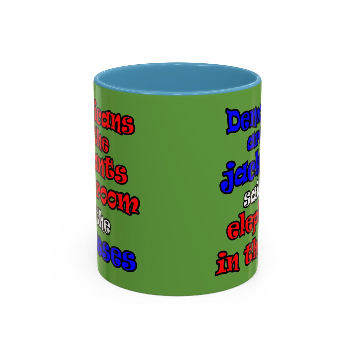 donkeys and elephants - Accent Mug (green)