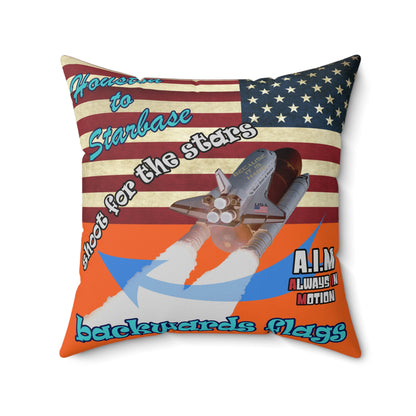 shoot for the stars - Spun Polyester Square Pillow - (orange)
