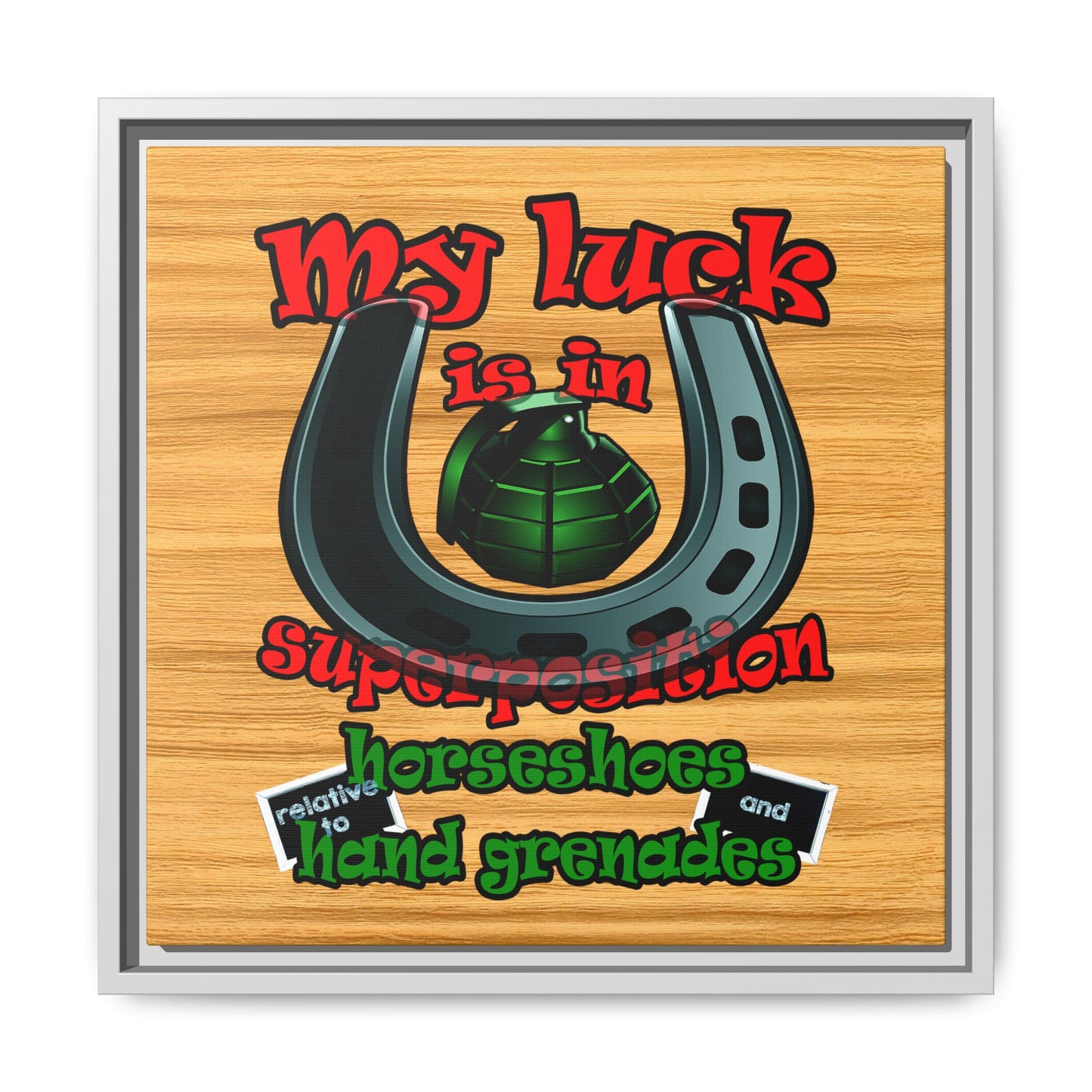my luck - framed canvas art (butterscotch wood finish)