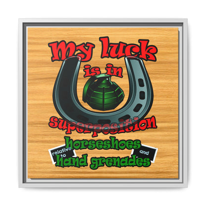 my luck - framed canvas art (butterscotch wood finish)