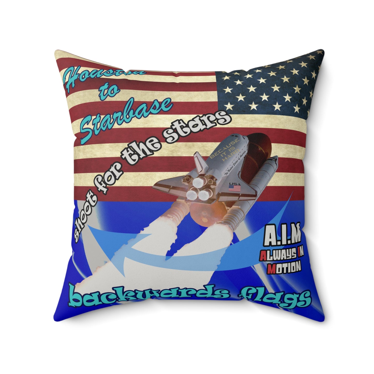 shoot for the stars - Faux Suede Square Pillow - (blue-white wave)