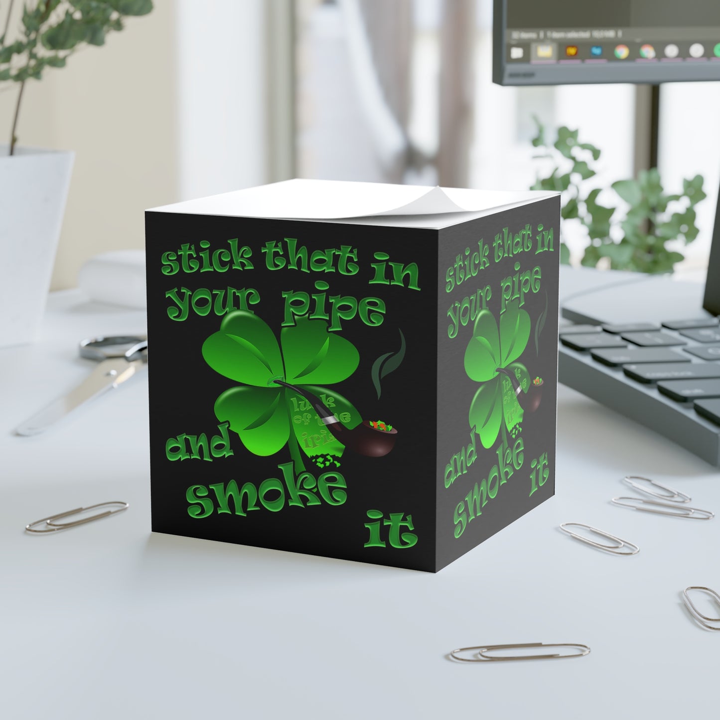 stick that in your pipe and smoke it - note cube (black)