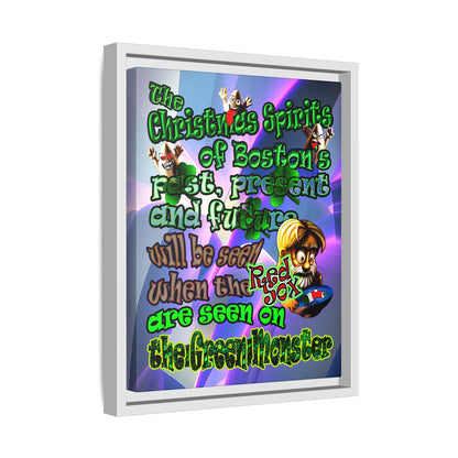 christmas spirits of boston - framed canvas art (grey-pink wave)