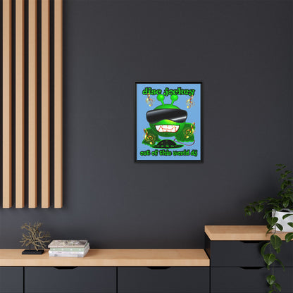 disc jockey - framed canvas art (light blue)