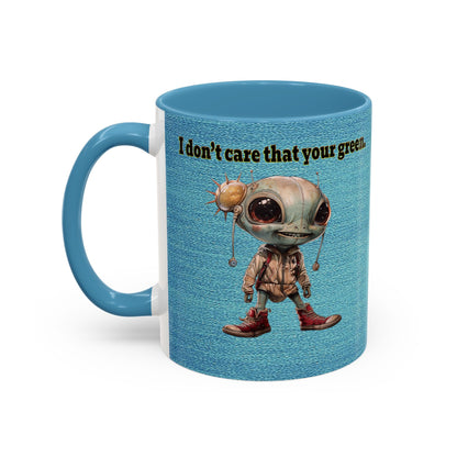 I don't care that your grey - Accent Mug (faded blue)