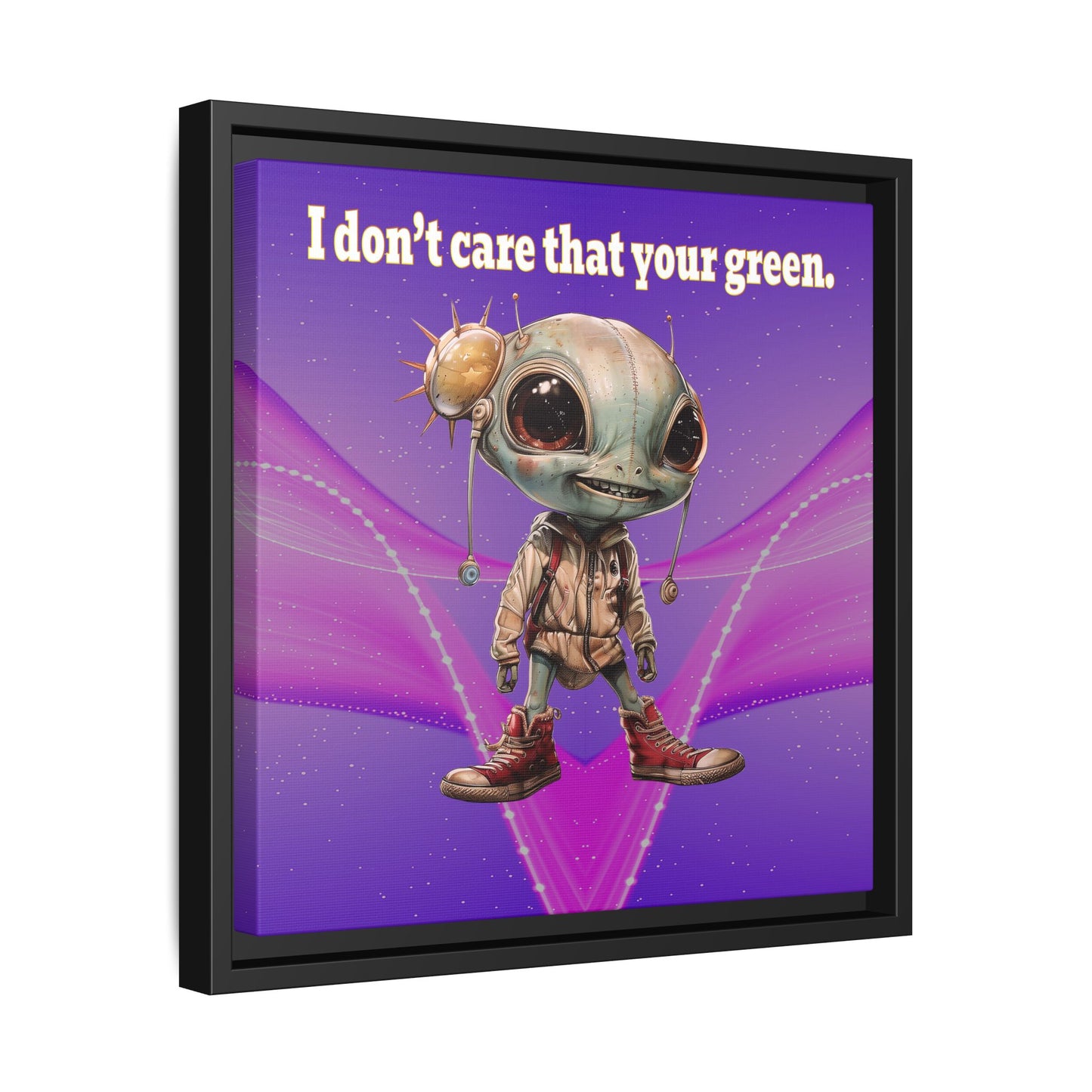 I don't care that your green - framed canvas art (purple-pink wave)