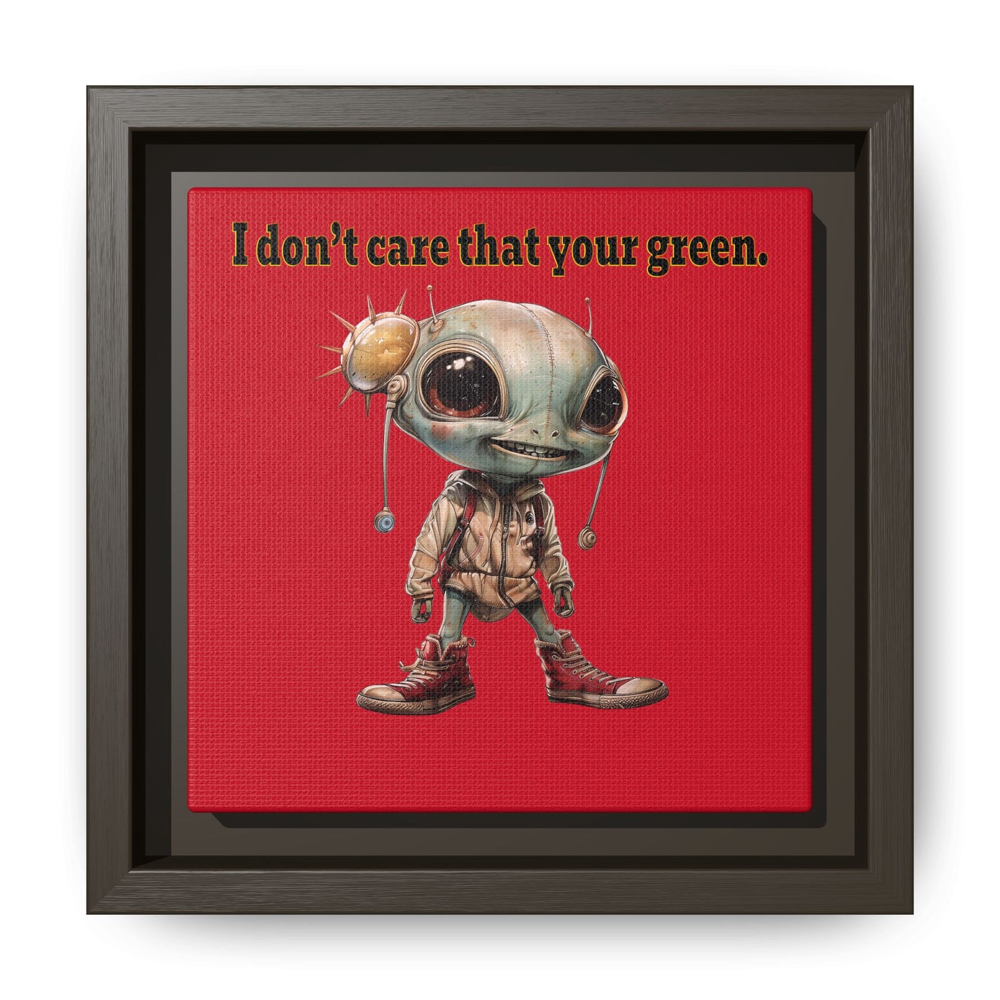 I don't care that your green - framed canvas art (dark red)
