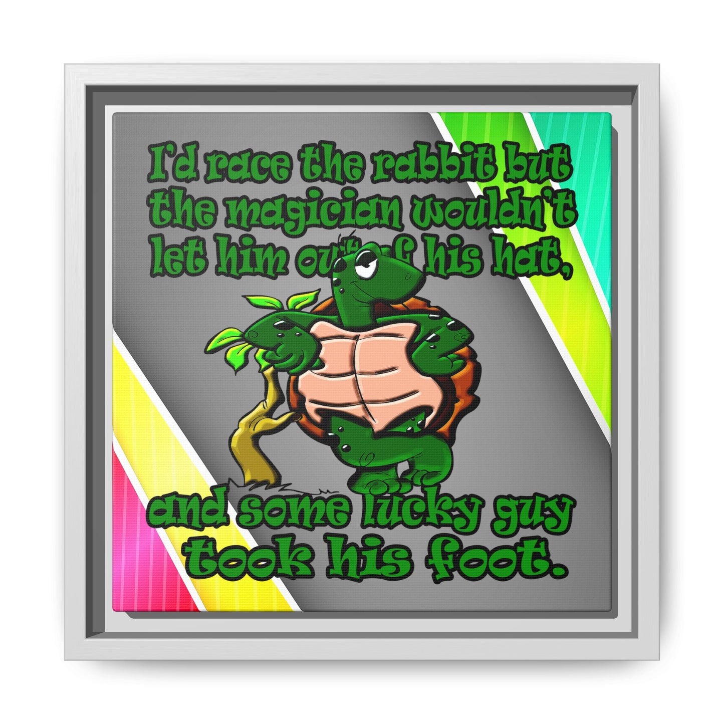 turtle race - framed canvas art (rainbow split)