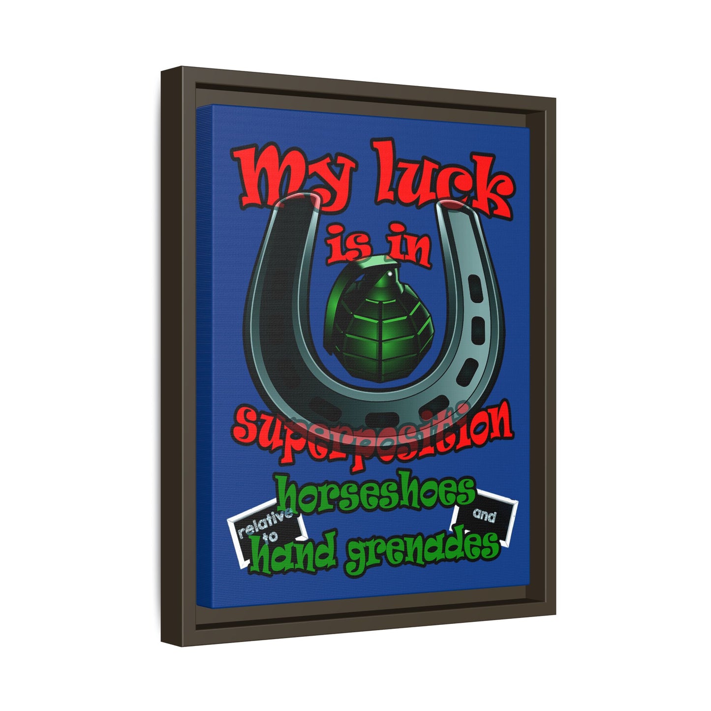 my luck - framed canvas art (dark blue)