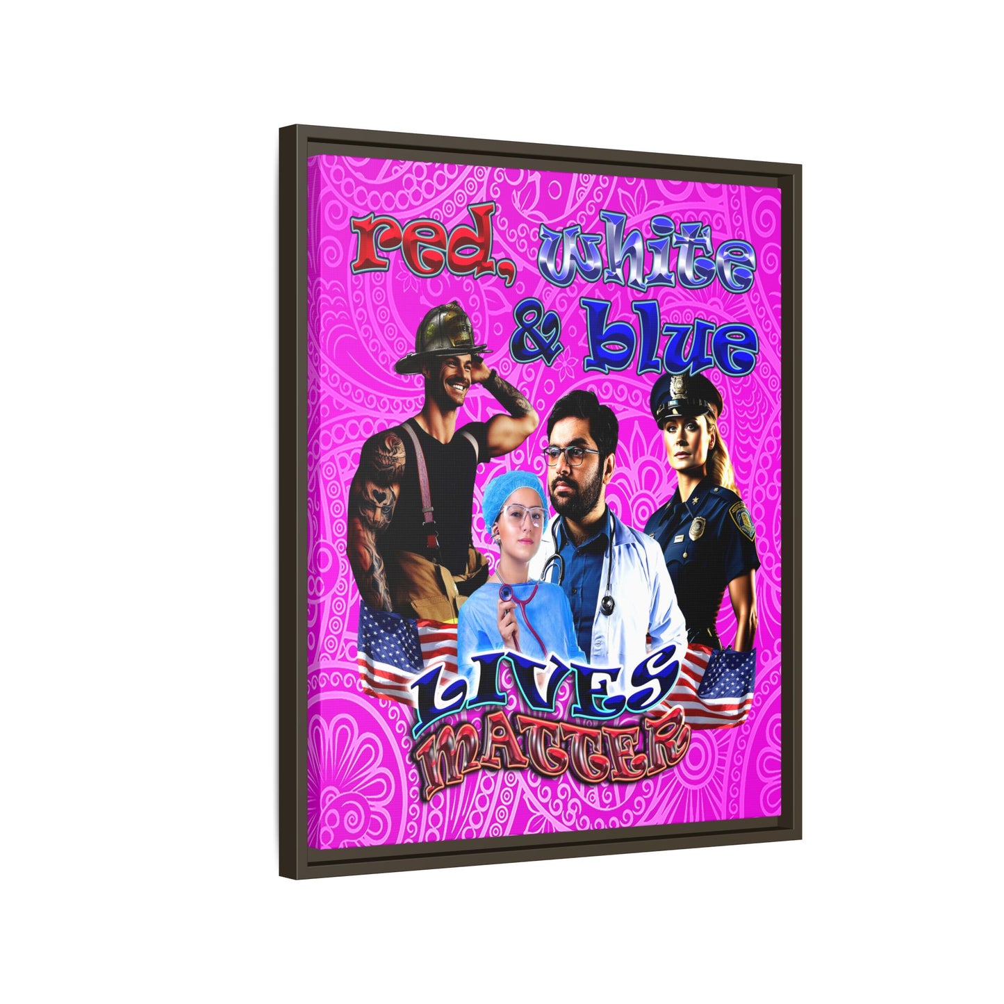 rw&b lives matter - framed canvas art (pink swirl)