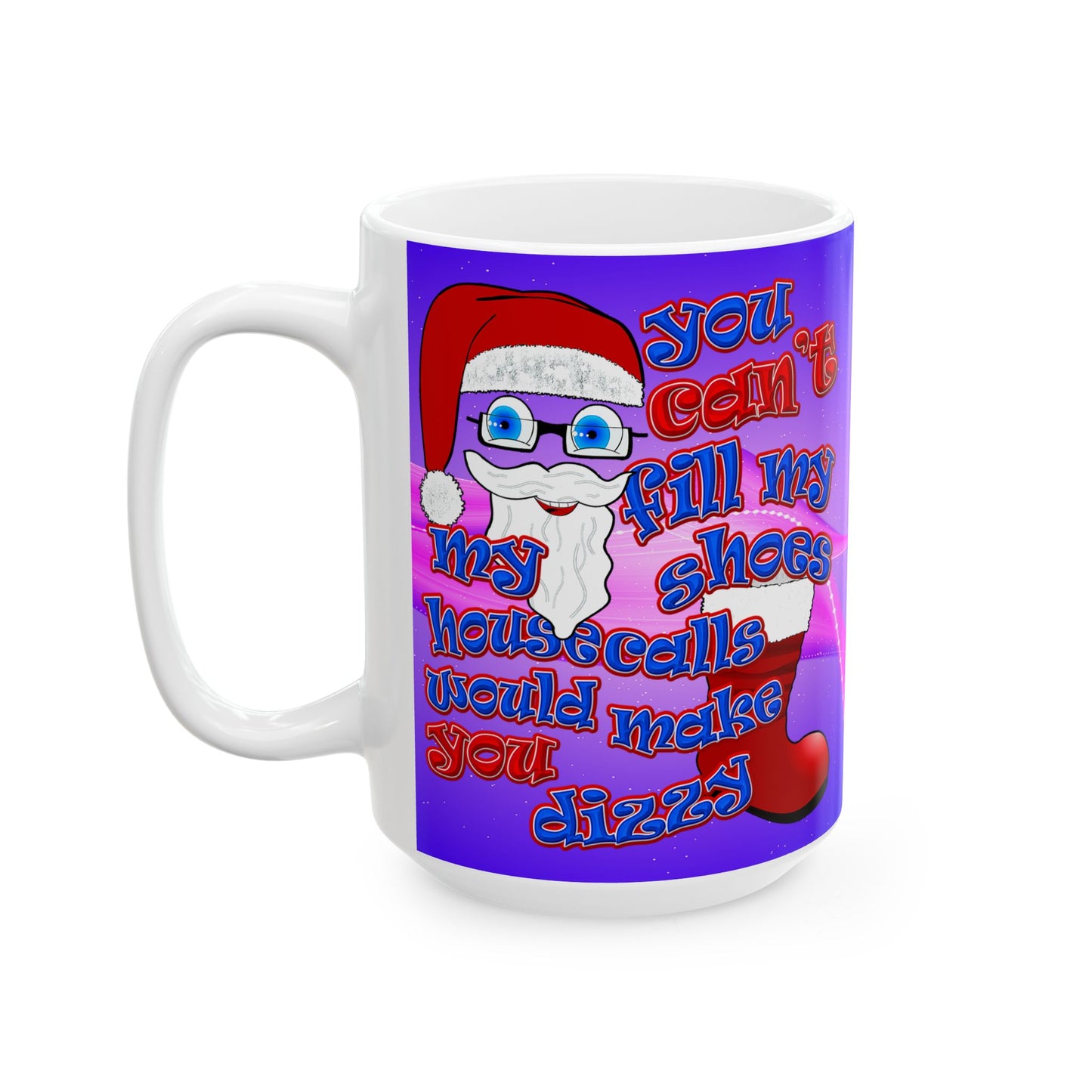 santa's shoes - White Mug (purple-pink wave)
