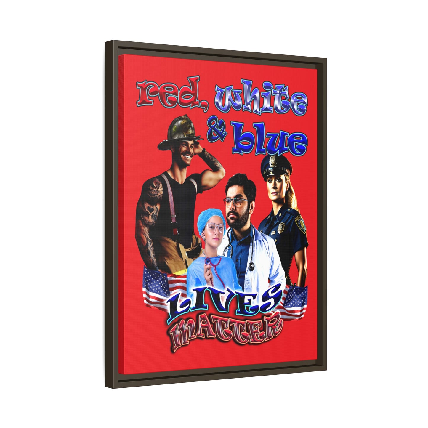 rw&b lives matter - framed canvas art (red)