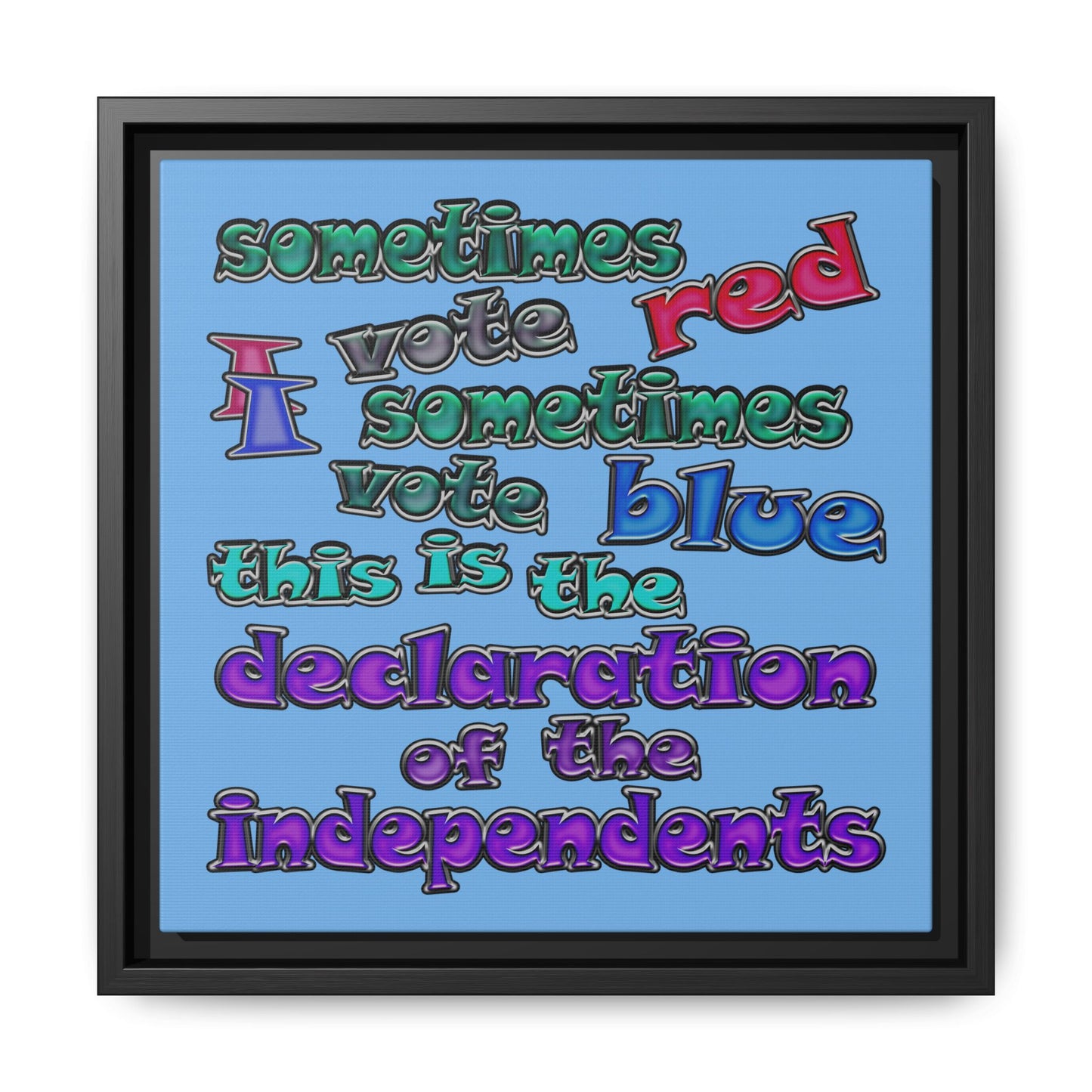 declaration of the independents - framed canvas art (light blue)