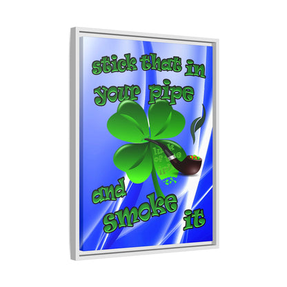 stick that in your pipe and smoke it - framed canvas art (blue-white wave)
