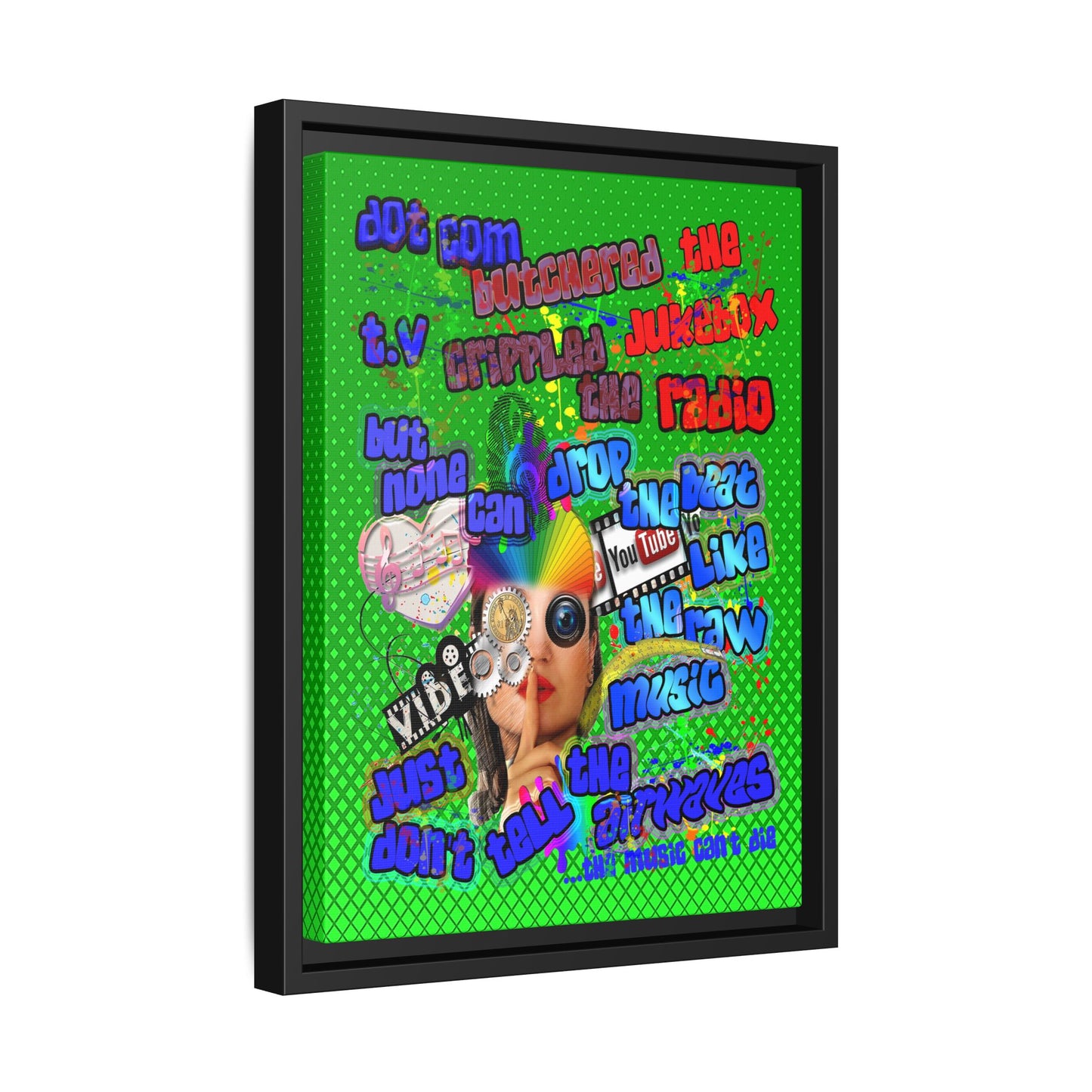 drop the beat - framed canvas art (logo green)