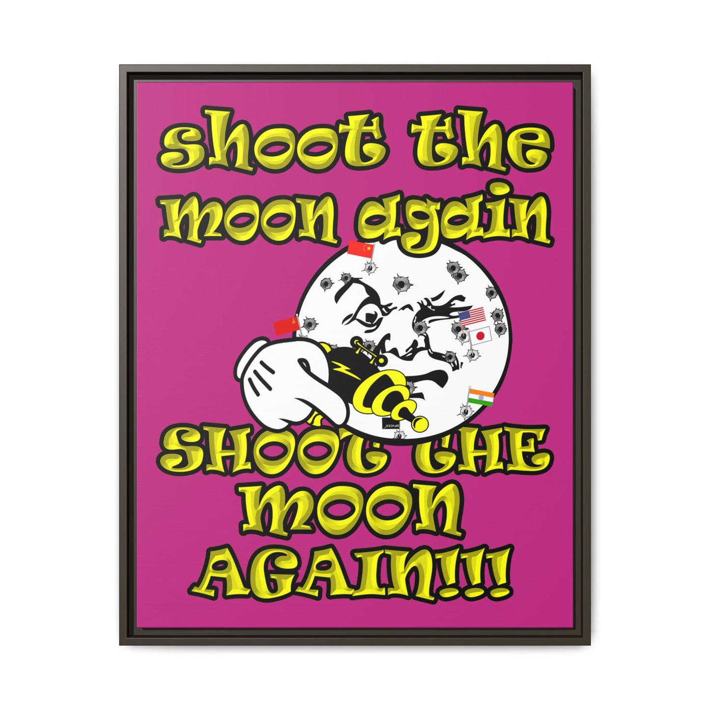 shoot the moon again - framed canvas art (pink)