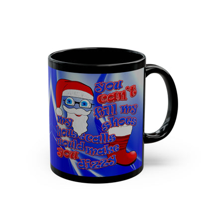 santa's shoes - Black Mug (blue-white wave)