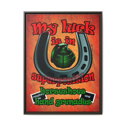 my luck - framed canvas art (burnt orange)