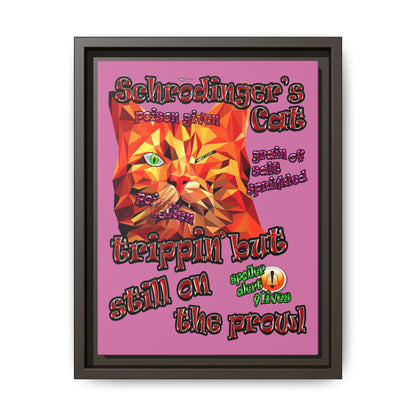 schrodinger's cat - framed canvas art (light pink)