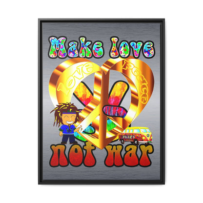 love peace - framed canvas art (brushed nickel)