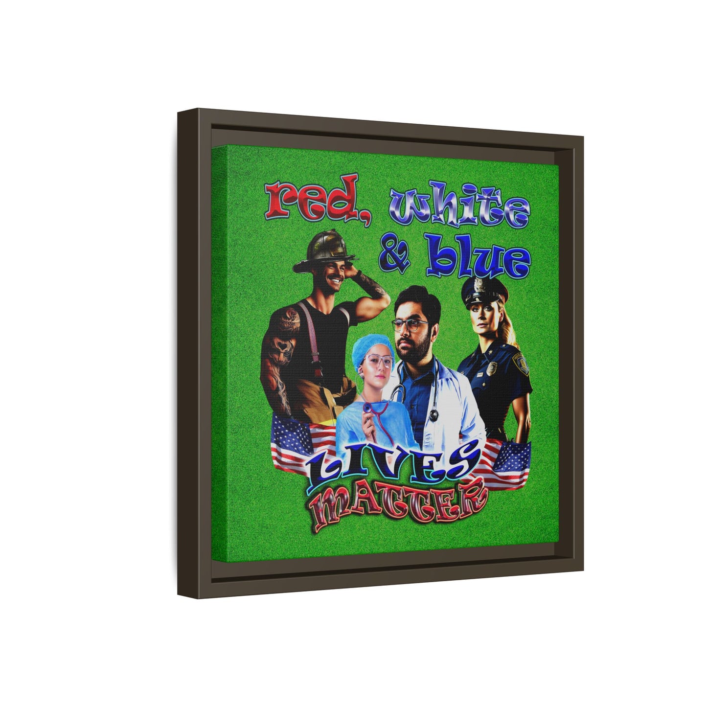rw&b lives matter - framed canvas art (green turf)