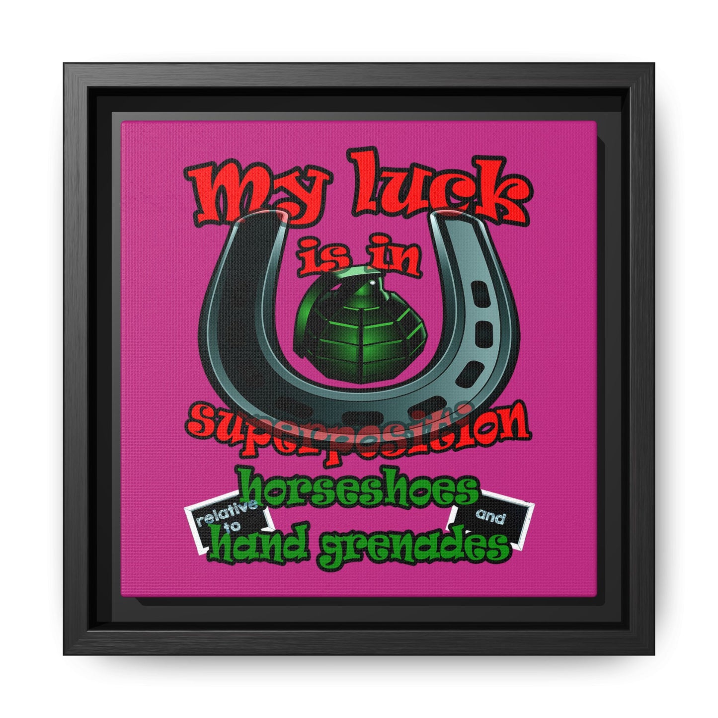 my luck - framed canvas art (pink)