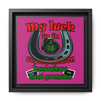 my luck - framed canvas art (pink)