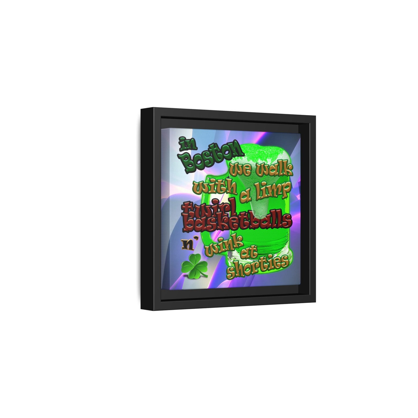 celtics logo - framed canvas art (grey-pink wave)
