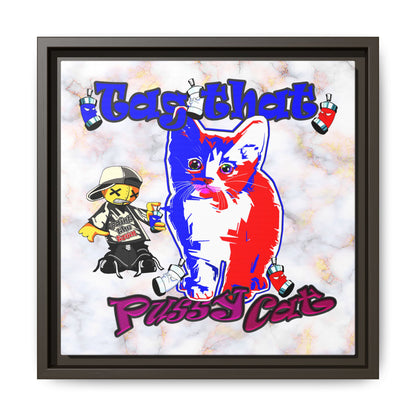 tag that - framed canvas art (white marble)