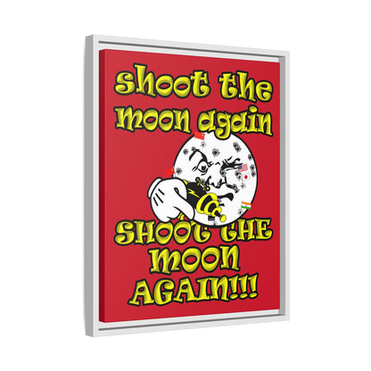 shoot the moon again - framed canvas art (dark red)