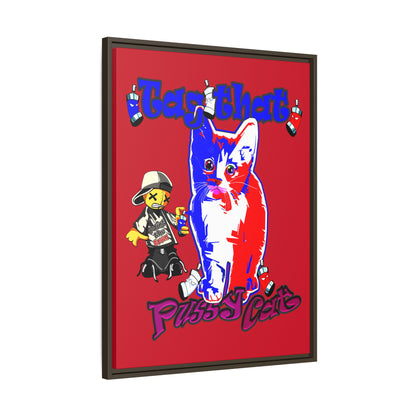 tag that - framed canvas art (dark red)