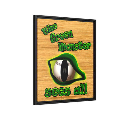 green monster - framed canvas art (butterscotch wood finish)