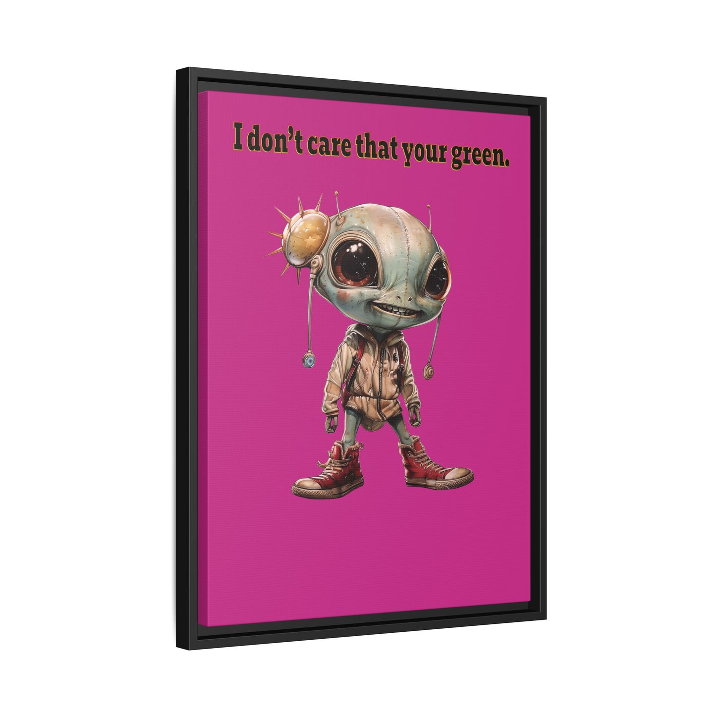 I don't care that your green - framed canvas art (pink)