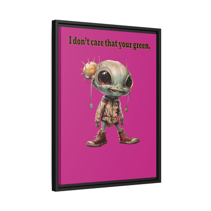 I don't care that your green - framed canvas art (pink)