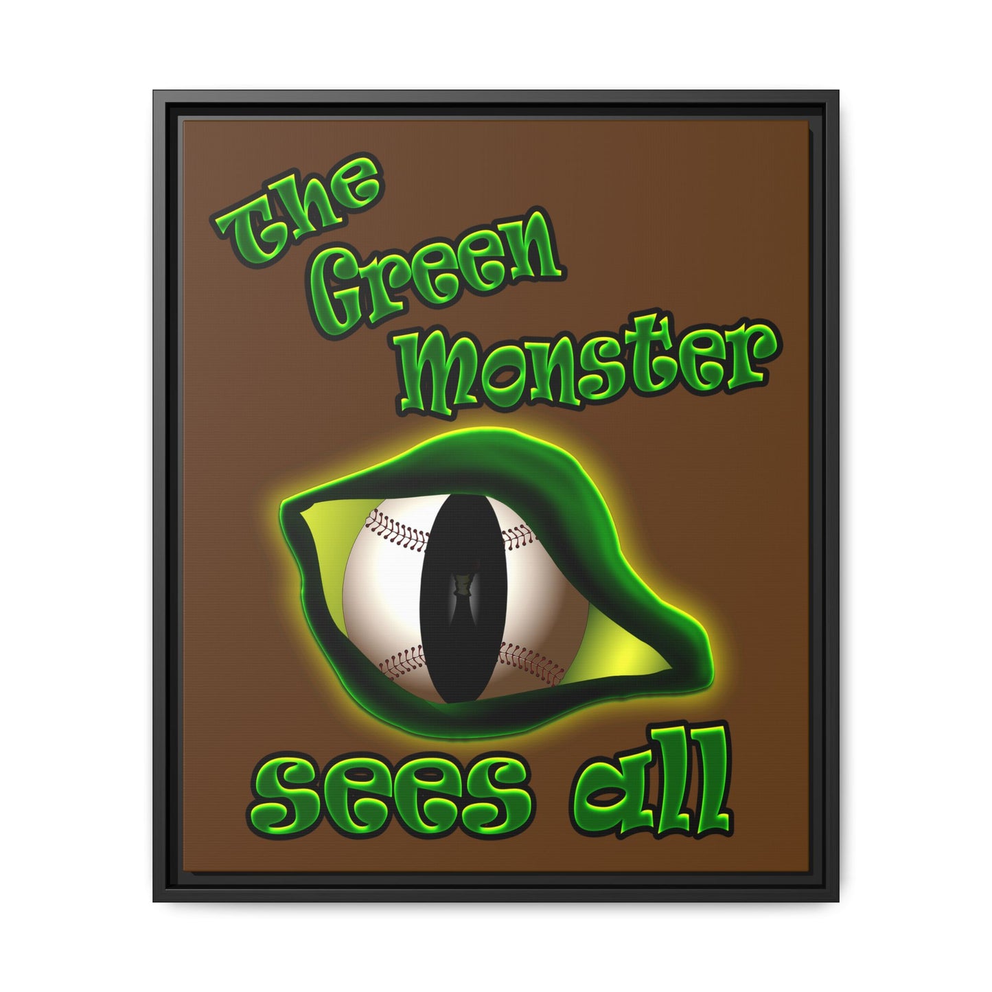 green monster - framed canvas art (brown)