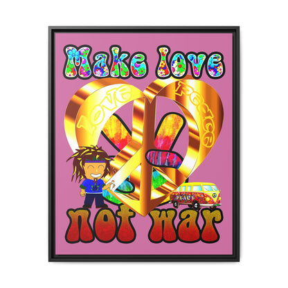 love peace - framed canvas art (light pink)