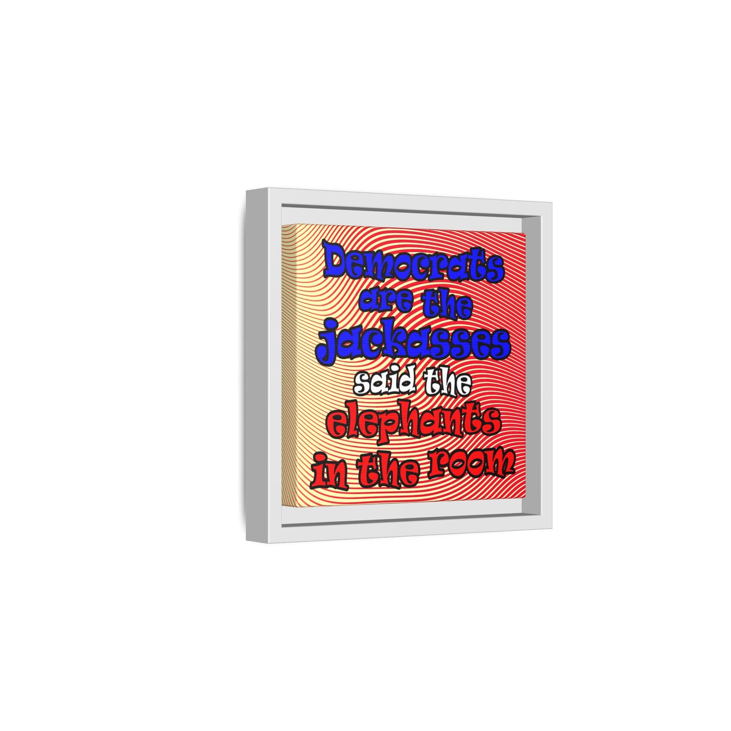 donkeys and elephants - framed canvas art (yellow-orange wave)