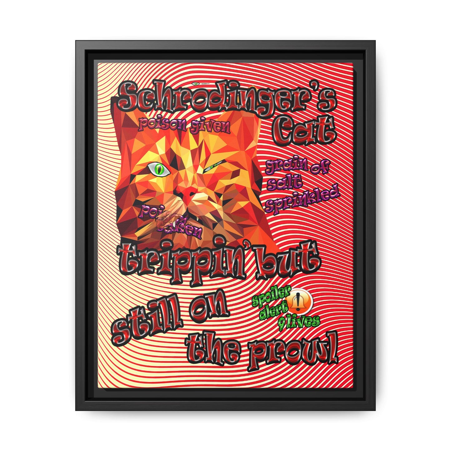 schrodinger's cat - framed canvas art (yellow-orange wave)