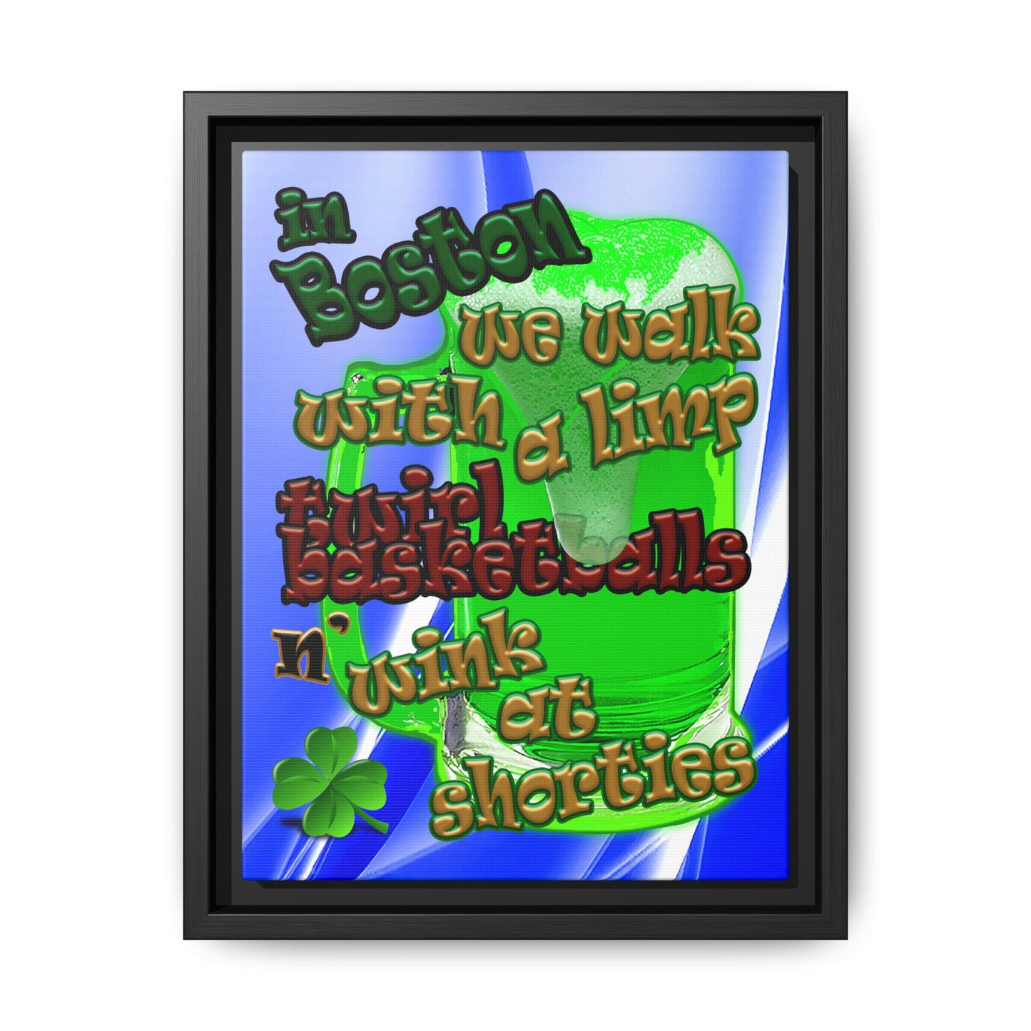 celtics logo - framed canvas art (blue-white wave)