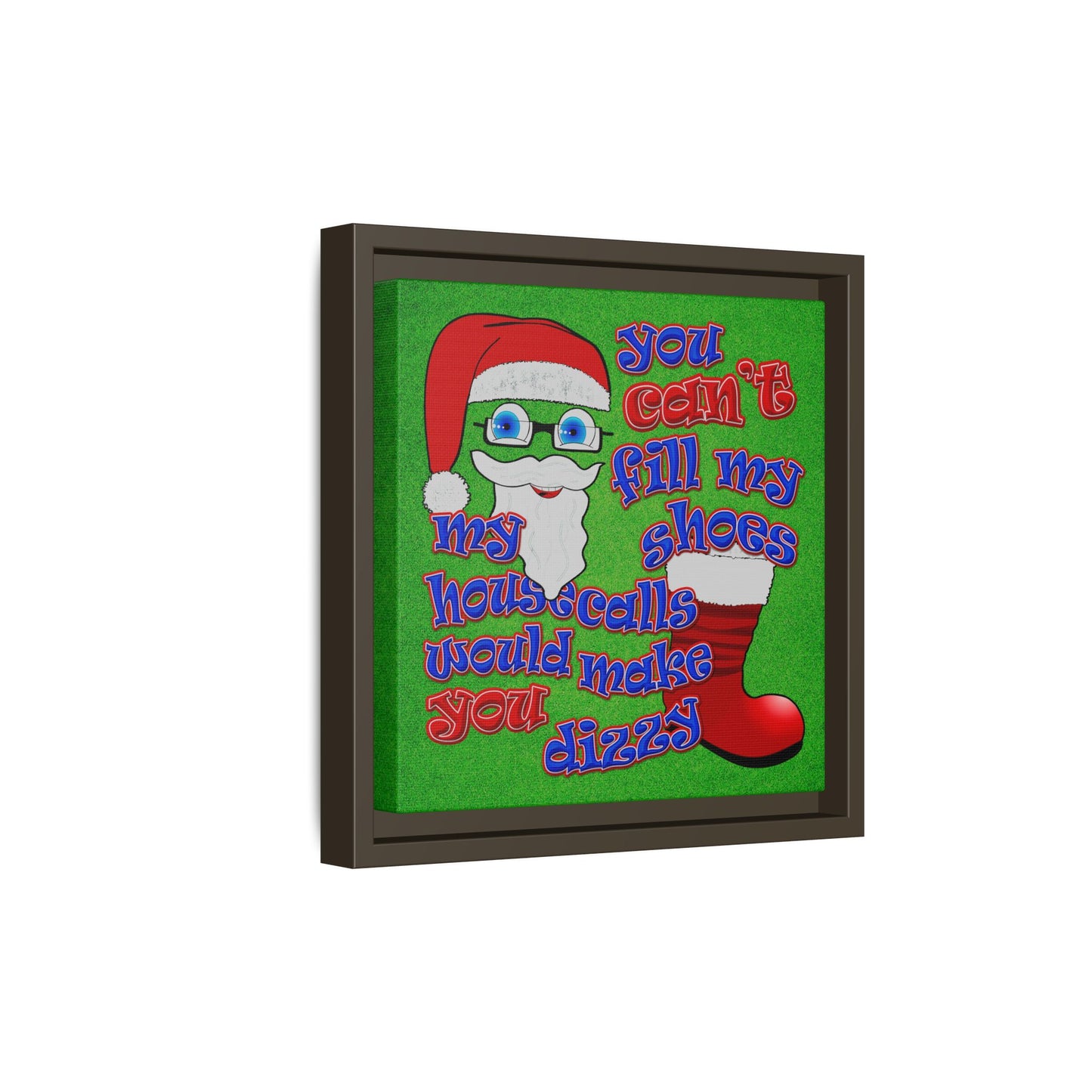 santa's shoes - framed canvas art (green turf)