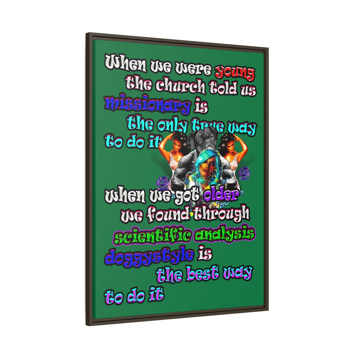 doggystyle - framed canvas art (dark green)