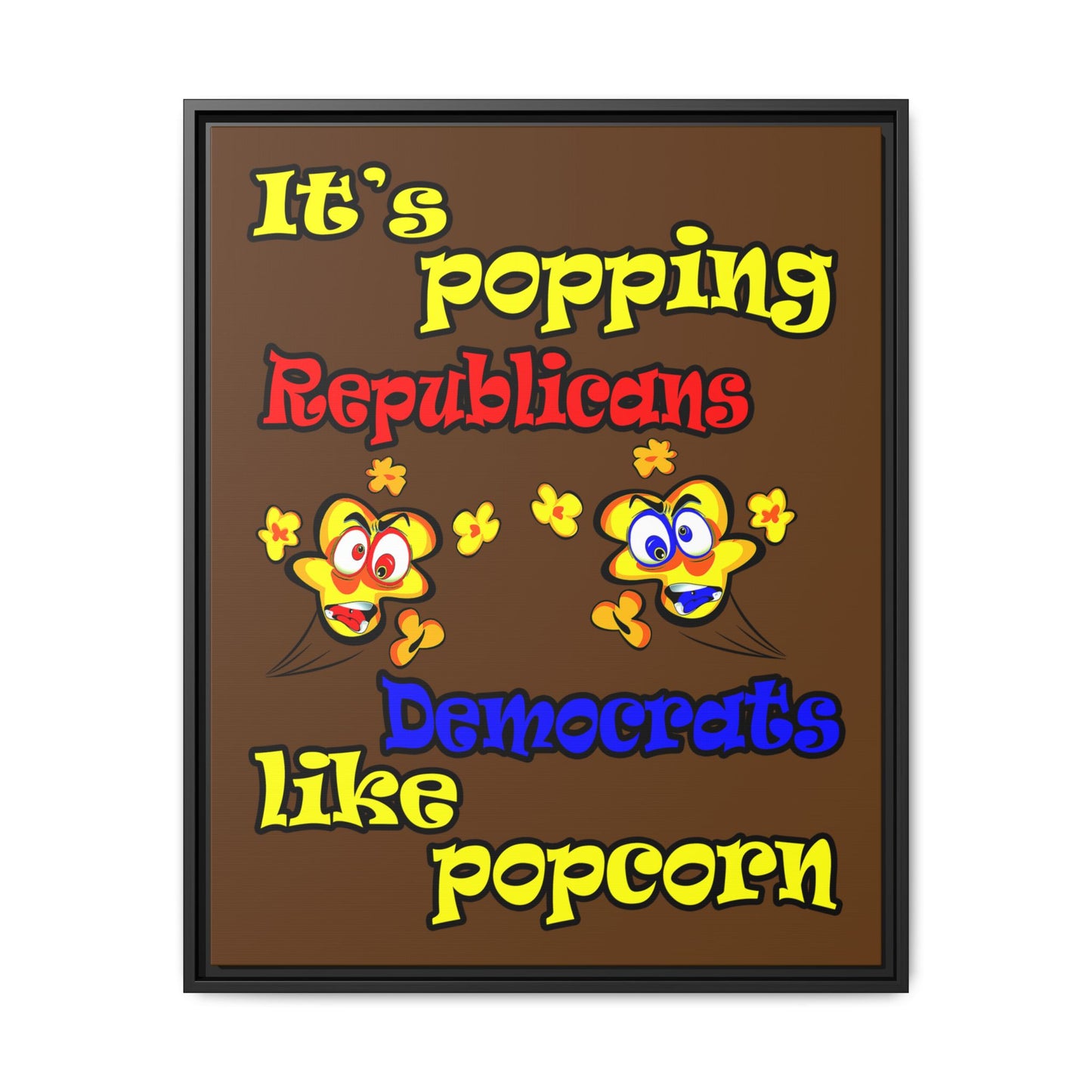 popping like popcorn - framed canvas art (brown)