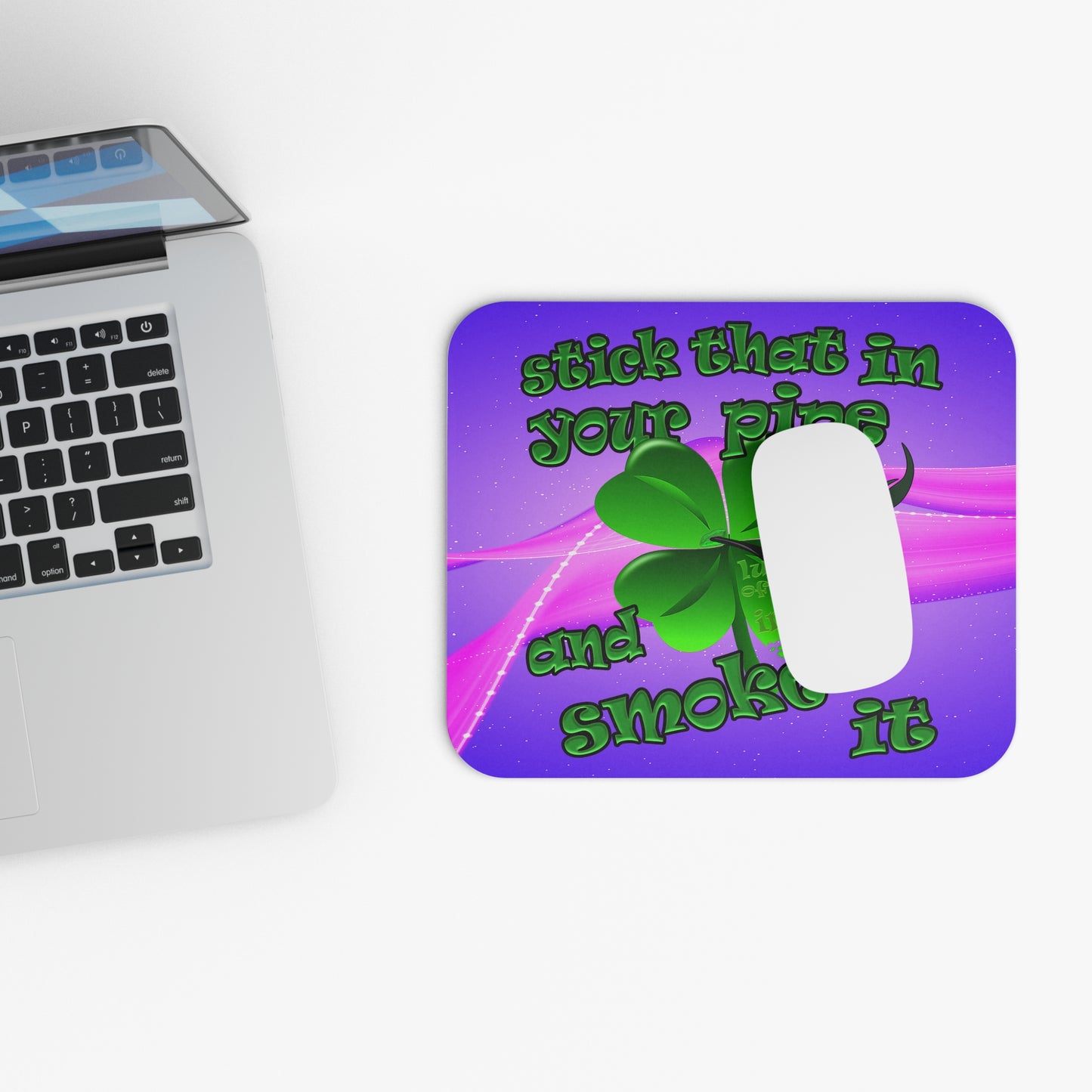 stick that in your pipe and smoke it - Mouse Pad (Rectangle) (purple-pink wave)