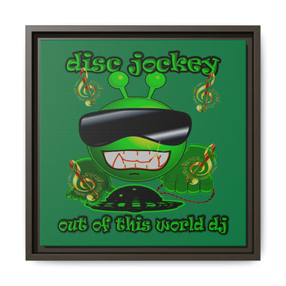 disc jockey - framed canvas art (dark green)