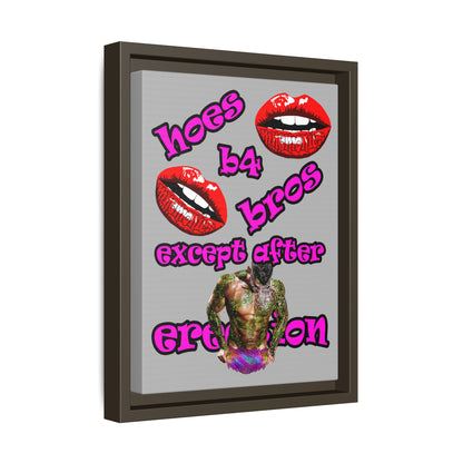 hoes b4 bros - framed canvas art (light grey)
