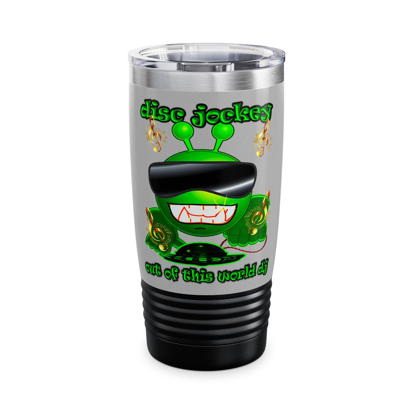 disc jockey - Ringneck Tumbler, 20oz (light grey)