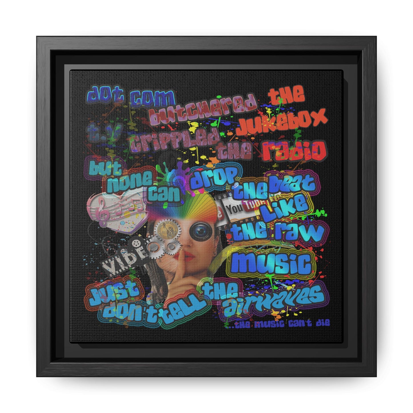 drop the beat - framed canvas art (black)